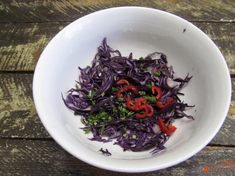 Фото приготовление рецепта: Салат из краснокочанной капусты со шпинатом и красной смородиной шаг №2