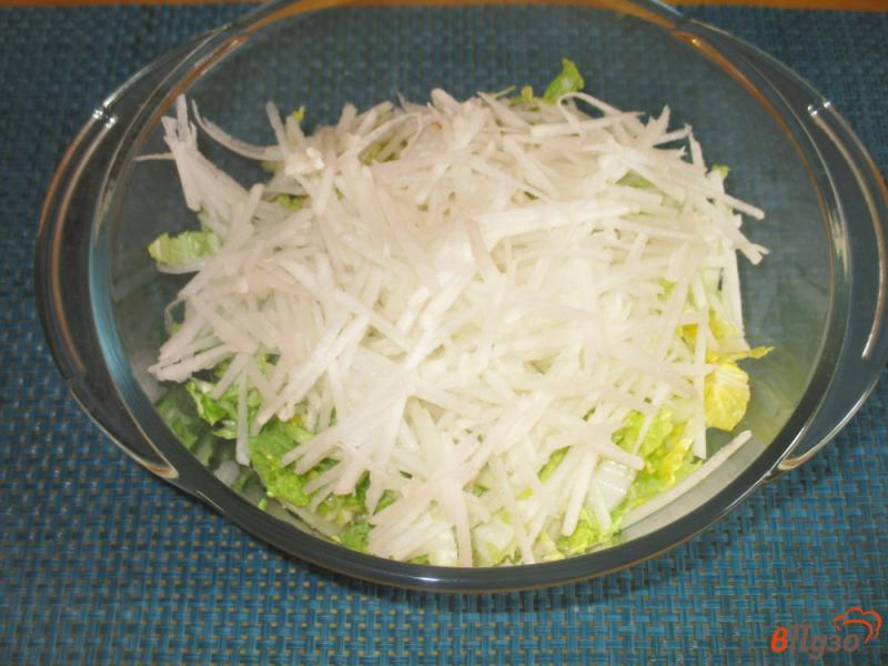 Фото приготовление рецепта: Салат из редьки и пекинской капусты шаг №2