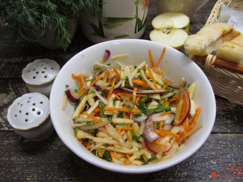 Фото приготовление рецепта: Салат из яблока редьки и моркови шаг №7