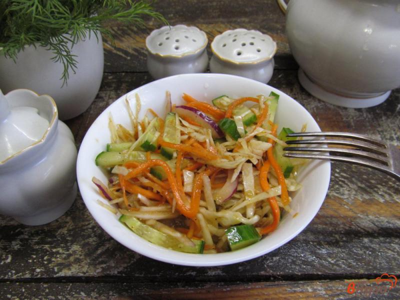 Фото приготовление рецепта: Овощной салат из капусты с морковью по-корейски шаг №7
