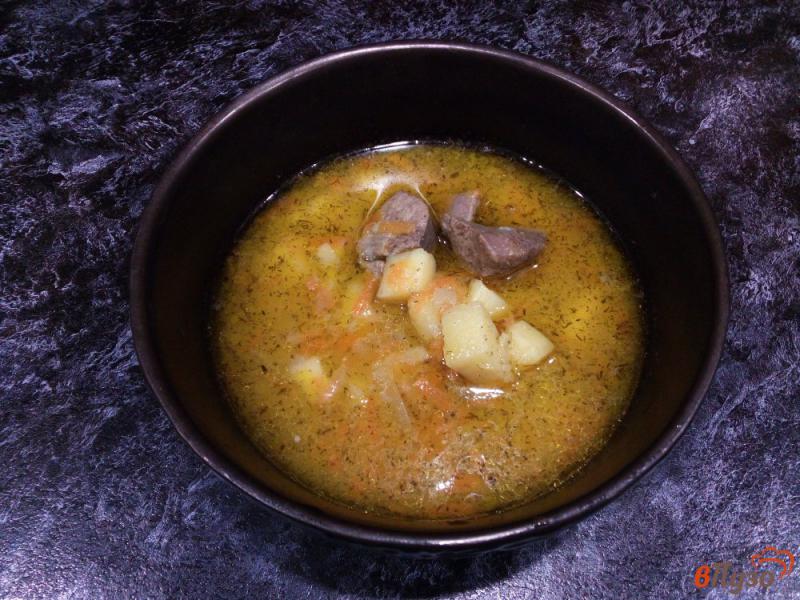 Фото приготовление рецепта: Густой суп с печенью и овощами шаг №6