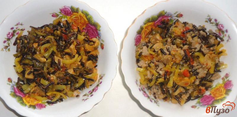 Фото приготовление рецепта: Капустные мешочки с диким рисом, овощами, грибами, мясом и без мяса шаг №6