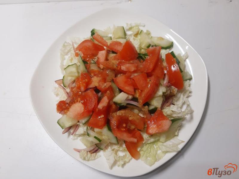 Фото приготовление рецепта: Салат из пекинской капусты с фетой по-азиатски шаг №6