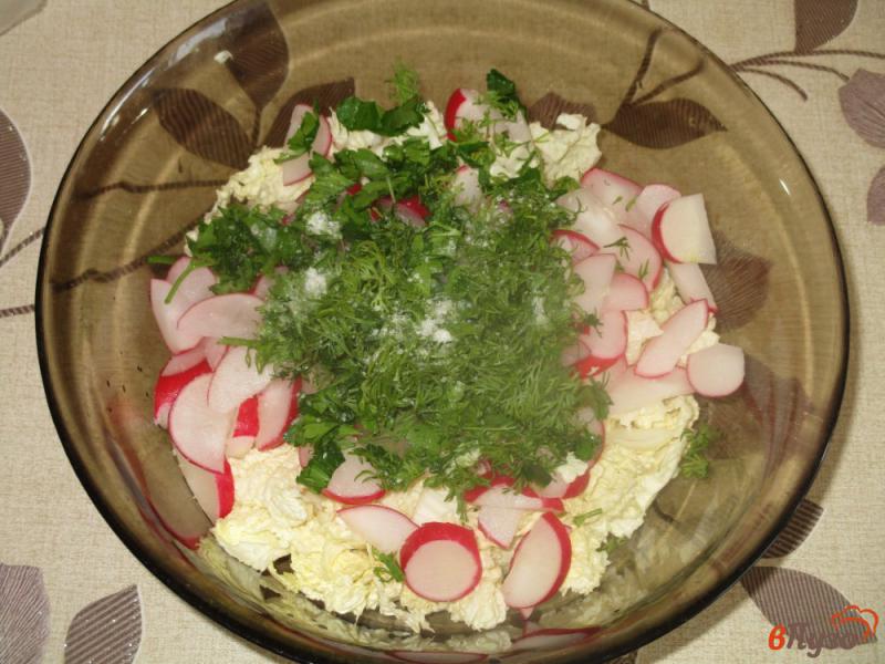 Фото приготовление рецепта: Овощной салат с редисом и кинзой шаг №2