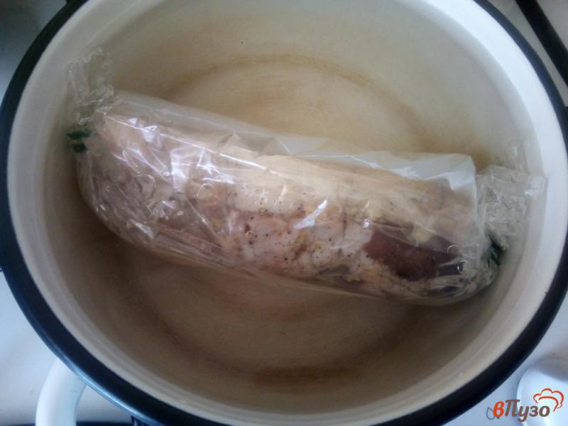 Фото приготовление рецепта: Сало варёное в пакете шаг №6