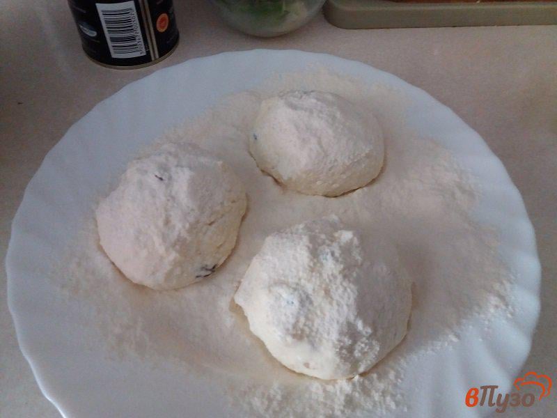 Фото приготовление рецепта: Сырники с кокосом и изюмом сыр шаг №9