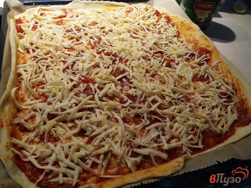 Фото приготовление рецепта: Пицца с салями и моцареллой шаг №5