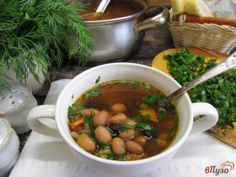 Фото приготовление рецепта: Греческий томатный суп с фасолью шаг №7