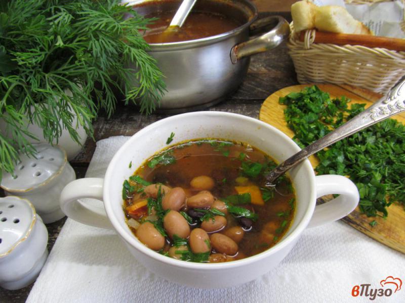 Фото приготовление рецепта: Греческий томатный суп с фасолью шаг №8