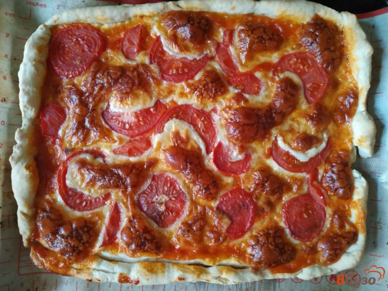 Фото приготовление рецепта: Пицца домашняя с томатами и моцареллой шаг №8