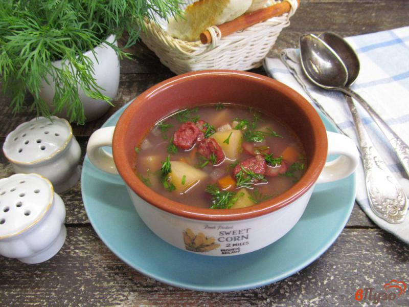 Фото приготовление рецепта: Фасолевый суп с колбасками шаг №6