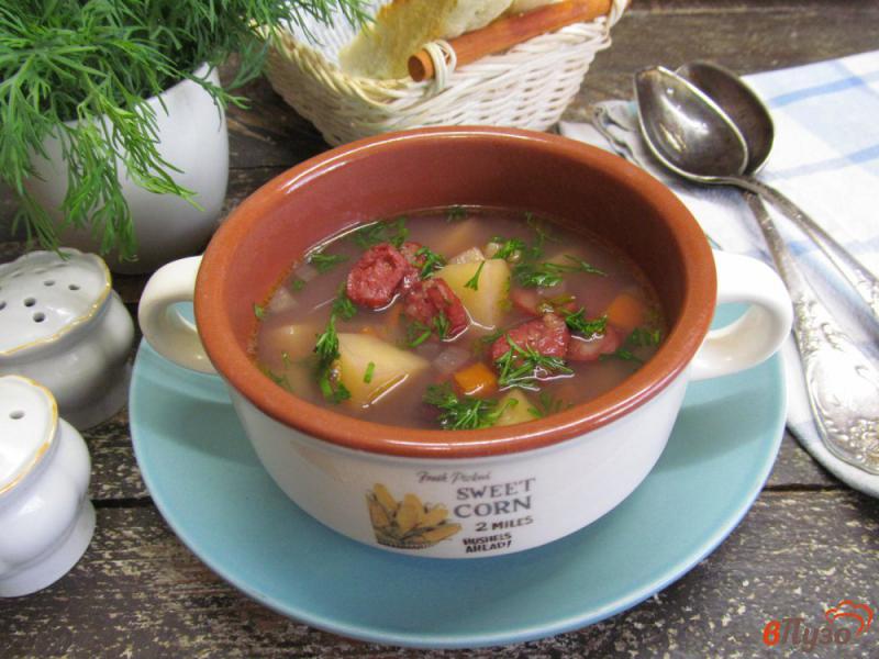 Фото приготовление рецепта: Фасолевый суп с колбасками шаг №5