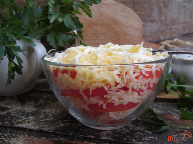 Фото приготовление рецепта: Слоеный салат из помидора с сыром шаг №7