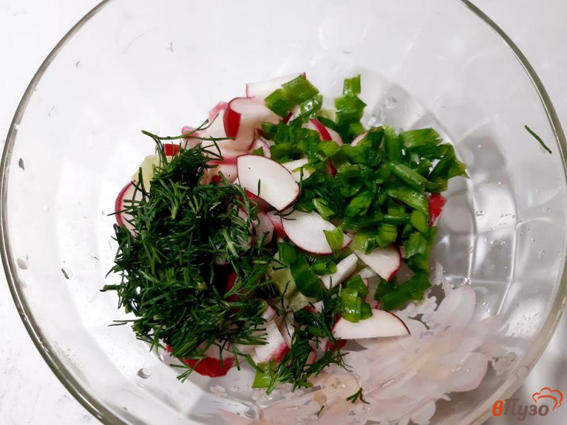Фото приготовление рецепта: Салат из редиски с сыром шаг №3