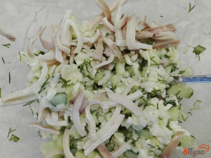 Фото приготовление рецепта: Салат с кальмарами шаг №8