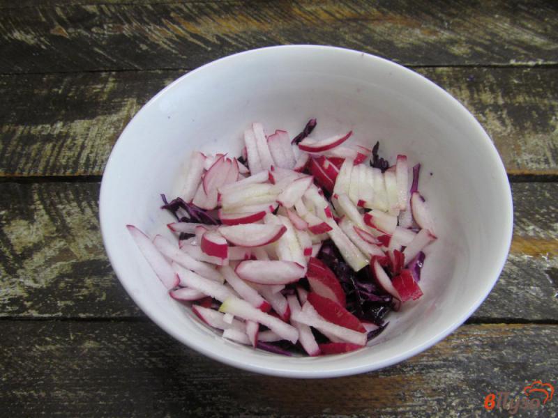 Фото приготовление рецепта: Салат из красной капусты с редисом шаг №2