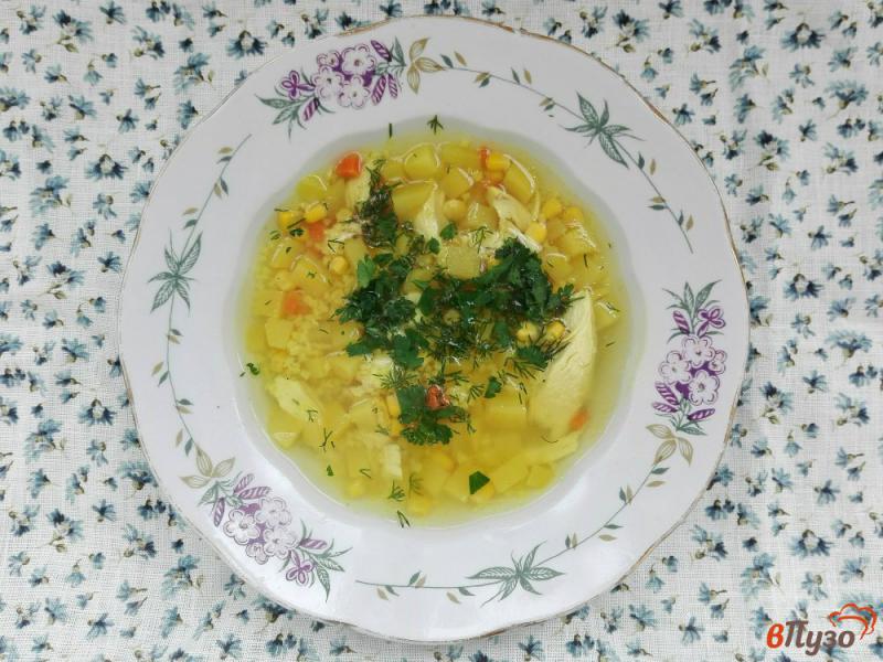 Фото приготовление рецепта: Суп с пшеном и кукурузой шаг №8
