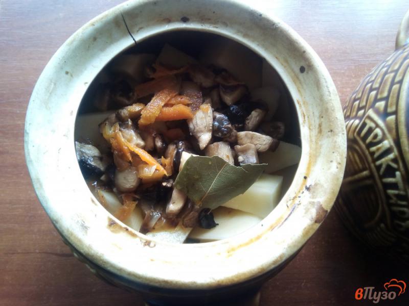 Фото приготовление рецепта: Картофель со свининой и грибами в горшочках шаг №9