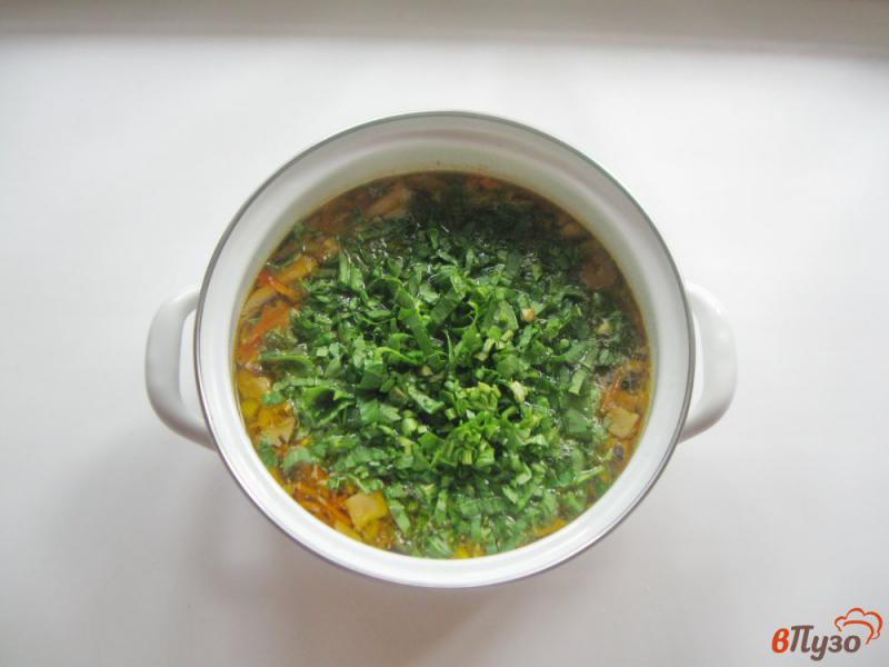 Фото приготовление рецепта: Щавелевый суп с грибами шаг №5