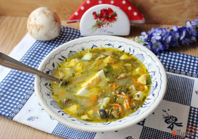 Фото приготовление рецепта: Щавелевый суп с грибами шаг №7