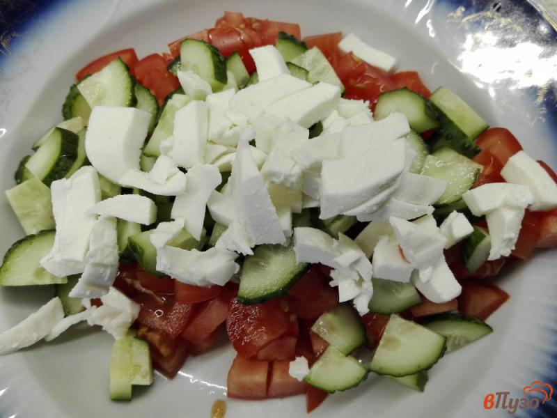 Фото приготовление рецепта: Овощной салат с сыром моцарелла шаг №3