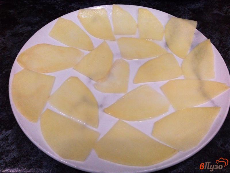 Фото приготовление рецепта: Домашние чипсы с паприкой в микроволновке шаг №2