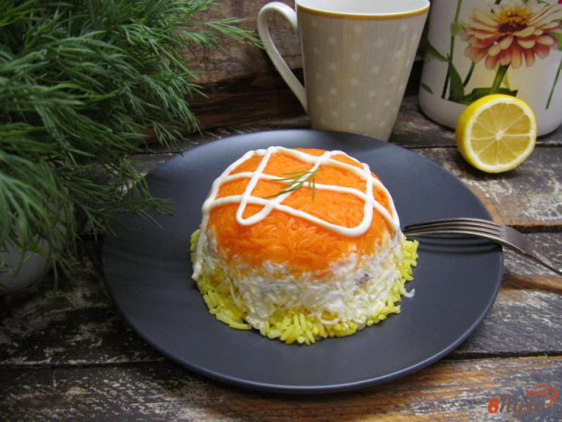 Фото приготовление рецепта: Слоеный салат с рисом морковью и свининой шаг №9
