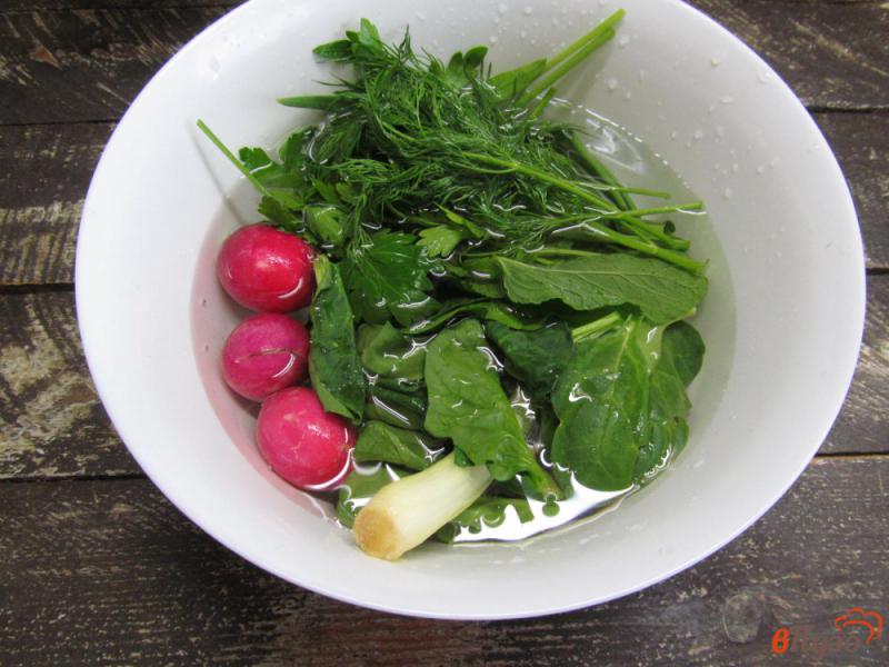 Фото приготовление рецепта: Салат «Майский» из зелени с редисом шаг №1