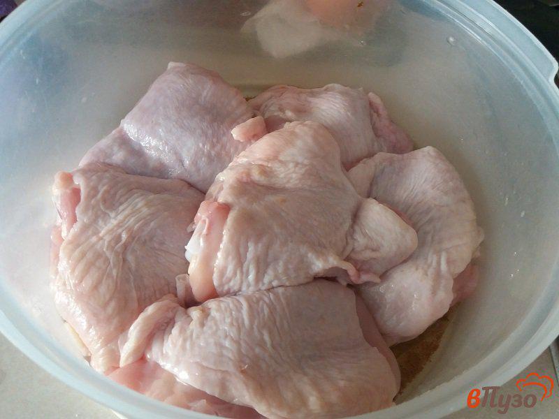 Фото приготовление рецепта: Тушеные куриные бедрышки с луком-пореем шаг №1