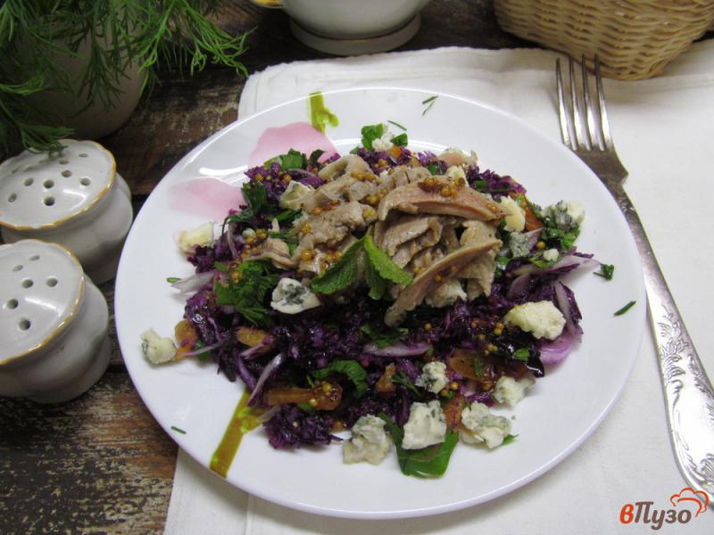 Фото приготовление рецепта: Салат из красной капусты со свининой шаг №7