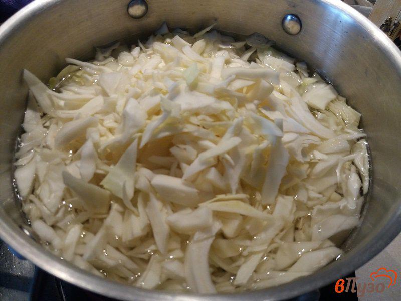 Фото приготовление рецепта: Томлёные щи из свежей капусты с колбасками барбекю шаг №2