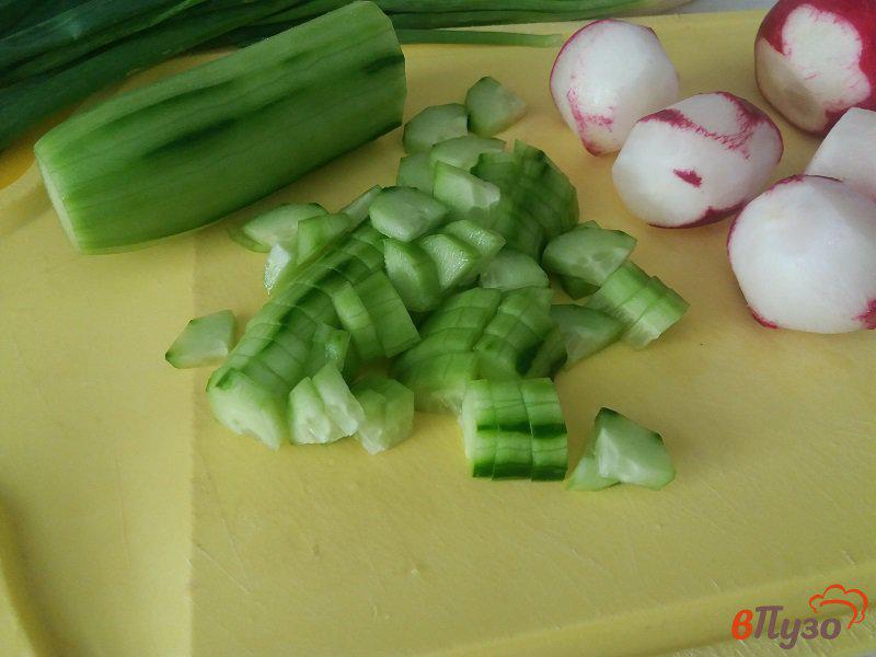 Фото приготовление рецепта: Салат весенний из редиски и огурцов шаг №2