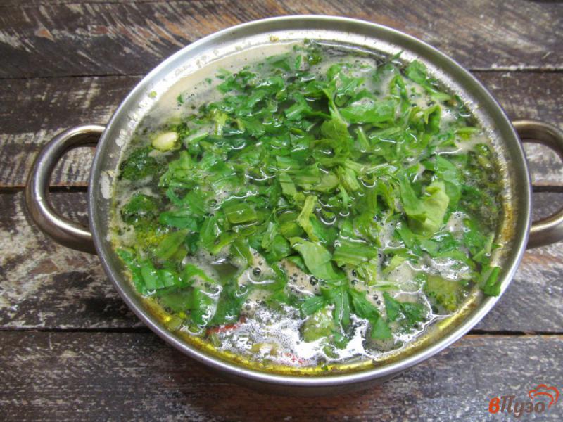Фото приготовление рецепта: Суп на овощном бульоне с рисом и машем шаг №8