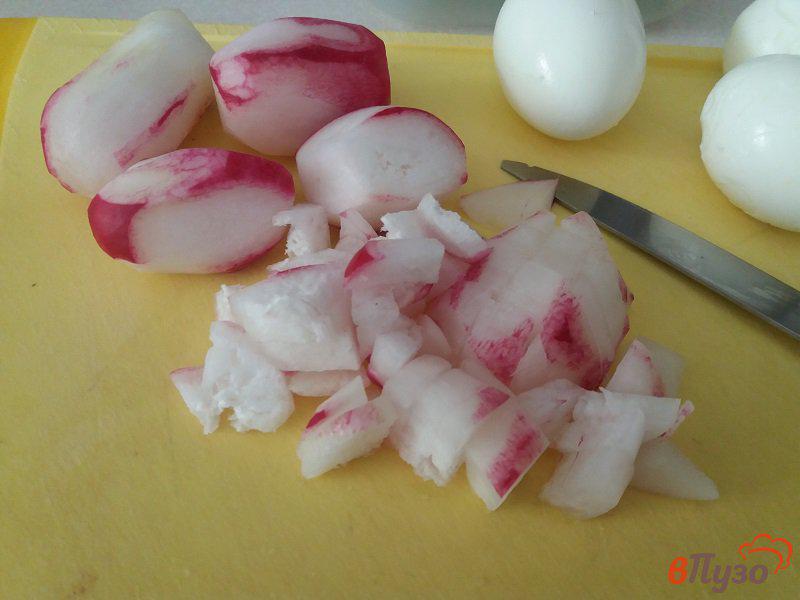Фото приготовление рецепта: Салат Весенний с редиской и отварным яйцом шаг №2