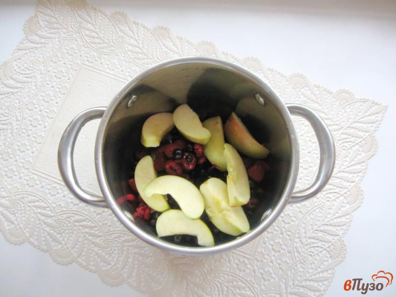 Фото приготовление рецепта: Кисель из яблок, малины и черной смородины шаг №3