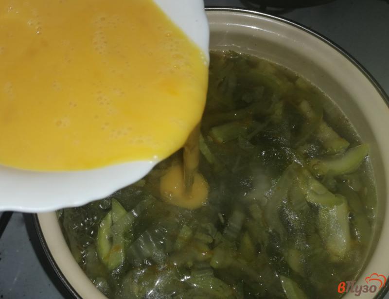 Фото приготовление рецепта: Овощной суп на говяжьем бульоне с яйцом шаг №9