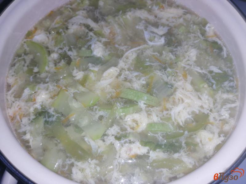 Фото приготовление рецепта: Овощной суп на говяжьем бульоне с яйцом шаг №10