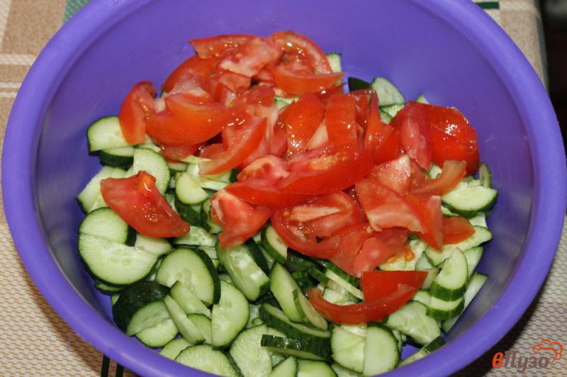 Фото приготовление рецепта: Овощной салат с брынзой и маслинами шаг №2