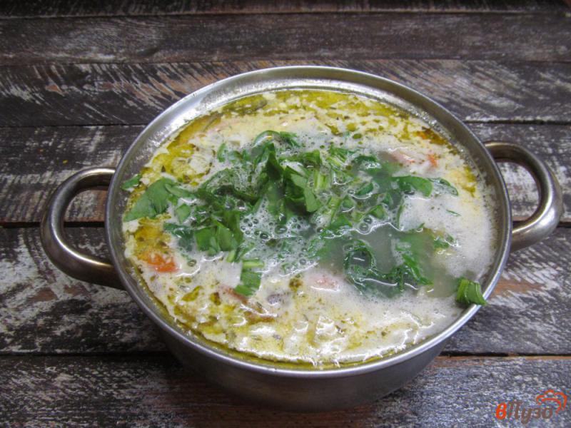 Фото приготовление рецепта: Сливочный суп с фасолью и шпинатом шаг №8