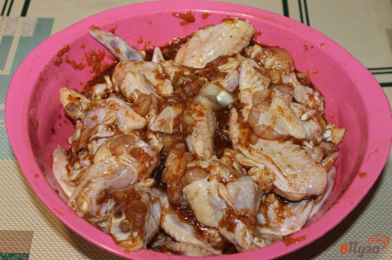 Фото приготовление рецепта: Крылья гриль в томатно - медовом соусе шаг №4