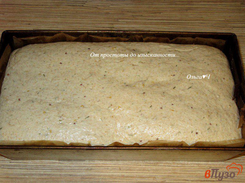 Фото приготовление рецепта: Цельнозерновой хлеб с зернистой горчицей и укропом шаг №5