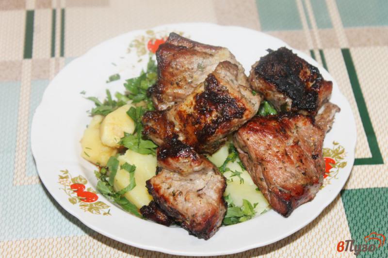 Фото приготовление рецепта: Шашлык из свиного ошейка с айраном и луком шаг №5