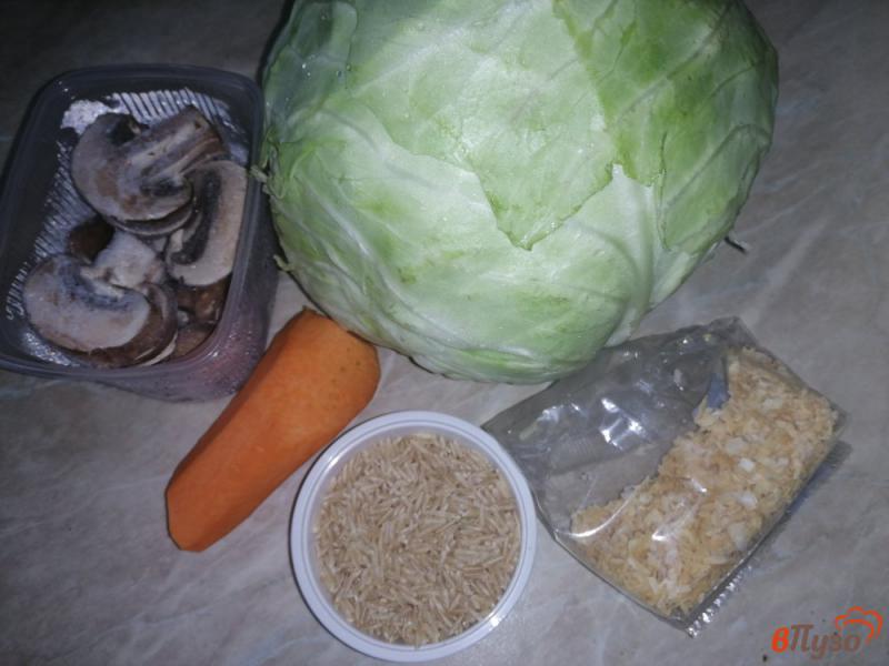 Фото приготовление рецепта: Щи с шампиньонами и бурым рисом шаг №1