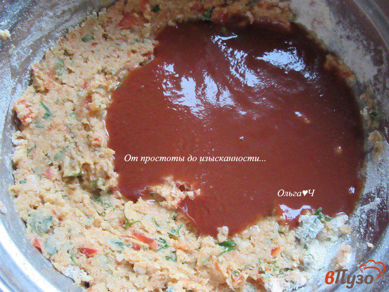 Фото приготовление рецепта: Гороховые оладьи с овощами шаг №3