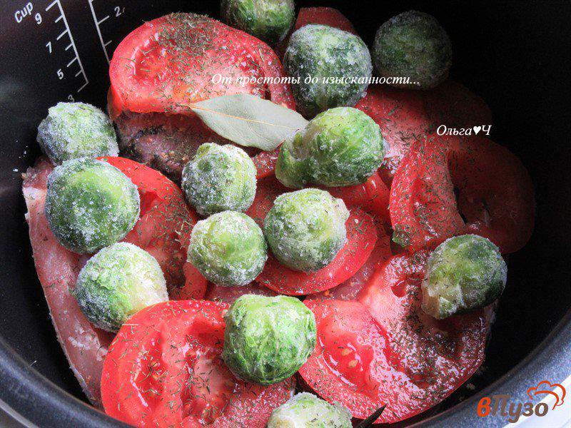 Фото приготовление рецепта: Сазан с брюссельской капустой и помидорами шаг №3