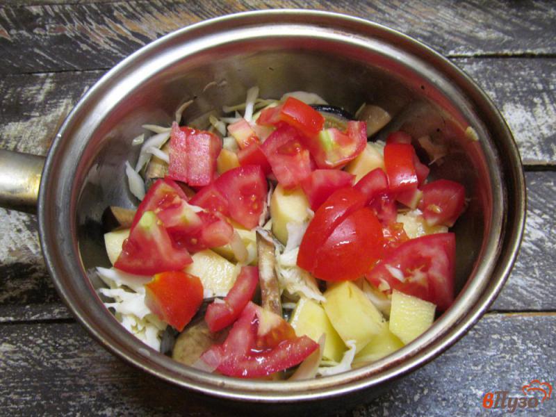 Фото приготовление рецепта: Рагу из баклажана с капустой и картофелем шаг №4
