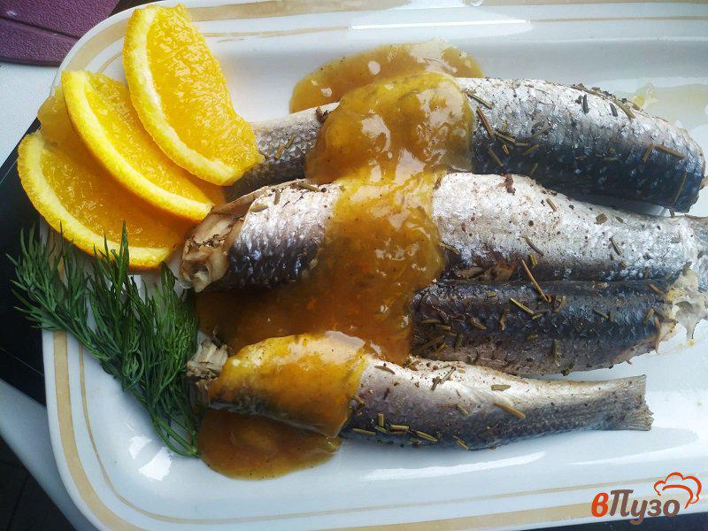 Фото приготовление рецепта: Рыба кефаль на пару с  апельсиновым соусом шаг №11