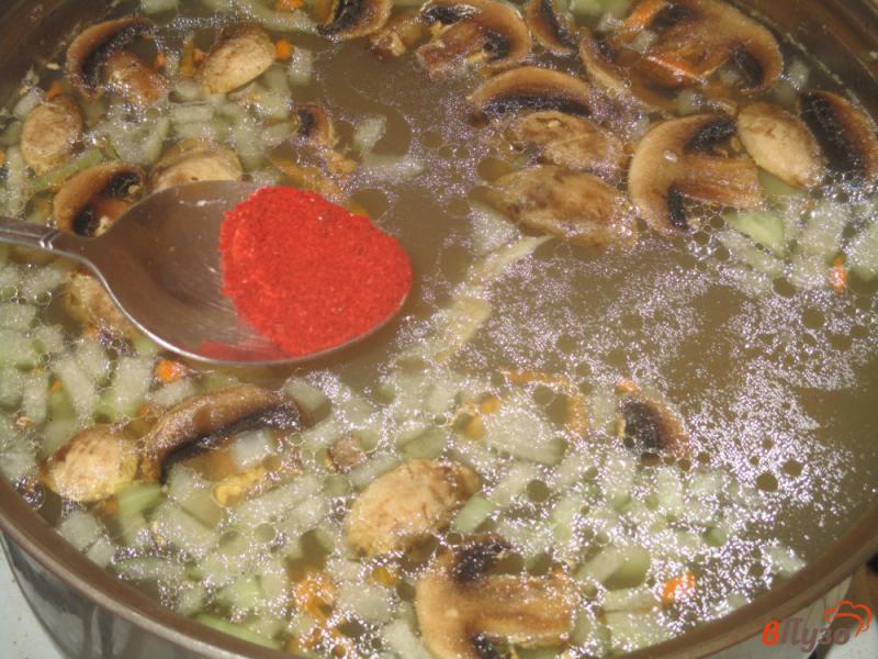 Фото приготовление рецепта: Куриный суп с грибами и паприкой шаг №3