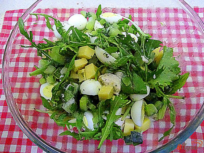Фото приготовление рецепта: Салат с куриной грудкой и чесночным соусом шаг №9