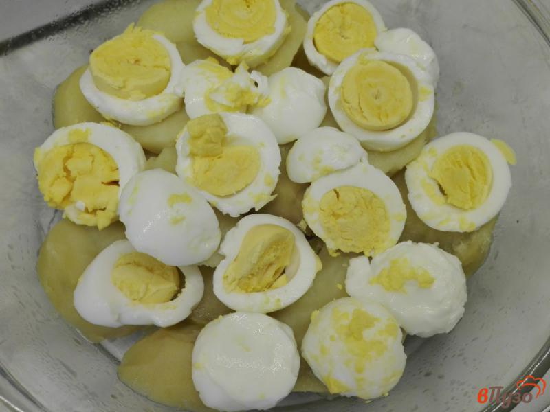 Фото приготовление рецепта: Картофельная запеканка с грибами и яйцом шаг №7